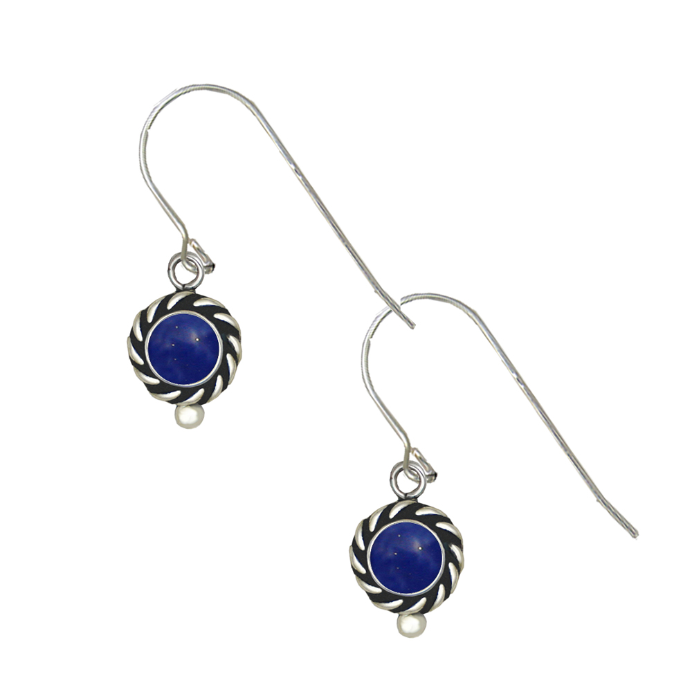 Sterling Silver Little Lapis Lazuli Gemstone Drop Dangle Earrings